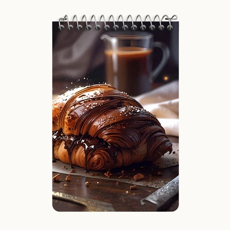 دفتر یادداشت 50 برگ خندالو طرح کروسان و نوتلا کد F10600