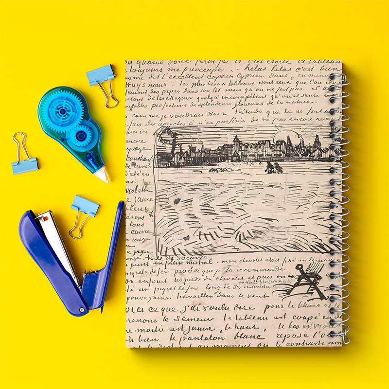 دفتر طراحی 50 برگ خندالو طرح دفتر طراحی ونسان ونگوگ (Van Gogh) کد N9373