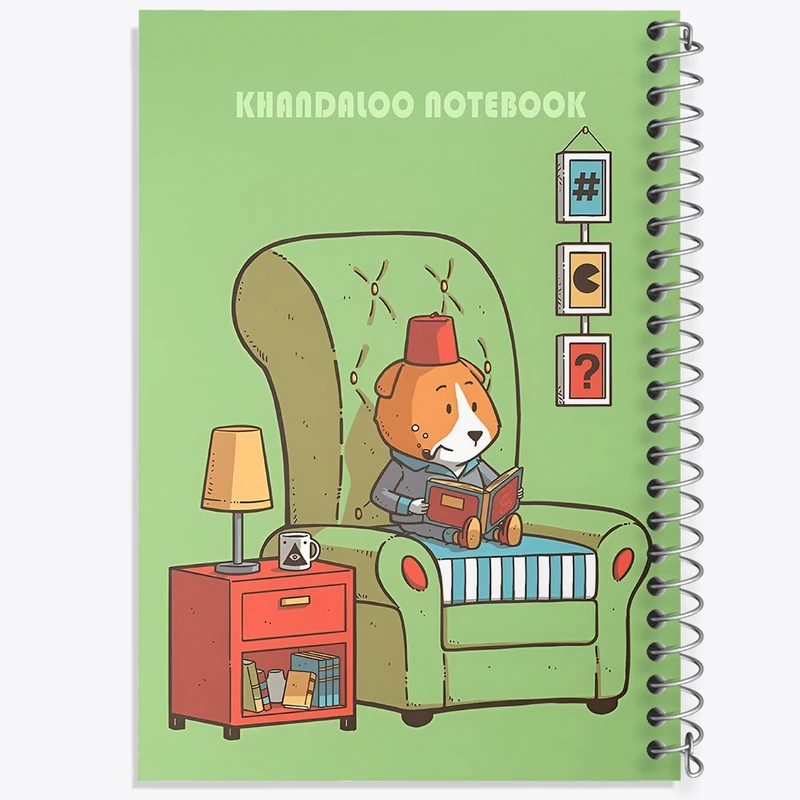 دفتر ژورنال نویسی 50 برگ خندالو مدل نقطه ای طرح سگ کتابخوان کد N6237