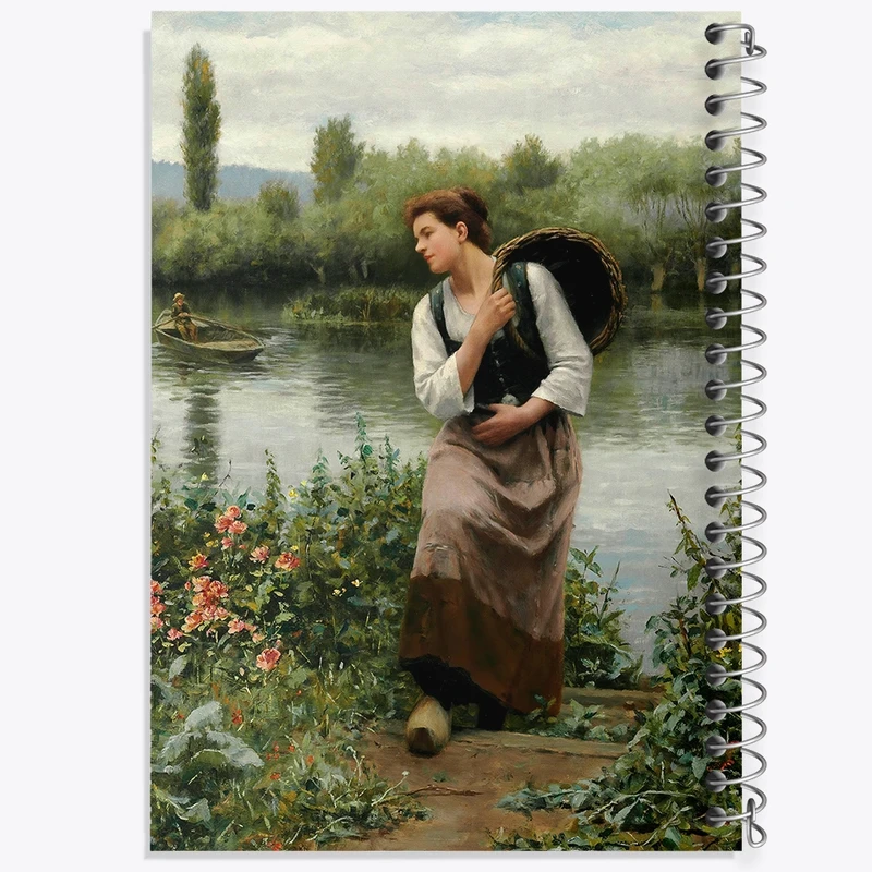 دفتر طراحی 50 برگ خندالو طرح نقاشی یک زن با یک سبد اثر دانیل ریدوی نایت کد F12455