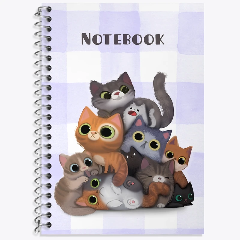 دفتر زبان 50 برگ خندالو مدل سه خط طرح گربه های بامزه کد N6570