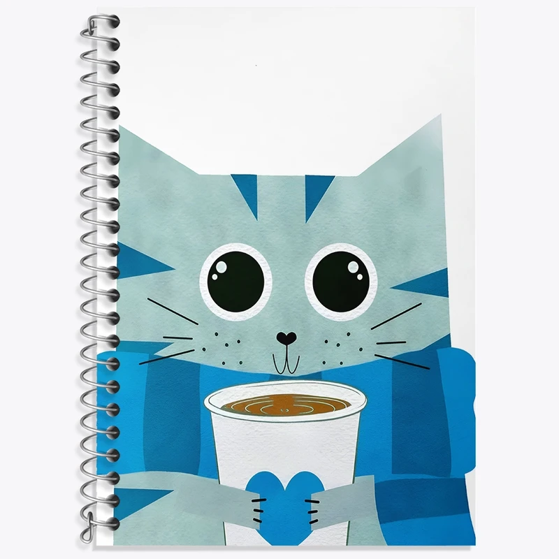 دفتر زبان 50 برگ خندالو مدل سه خط طرح گربه کیوت کد F4874