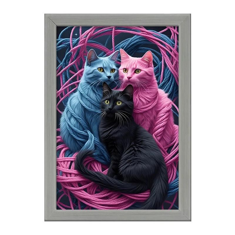 تابلو خندالو طرح گربه های رنگی کد F10056