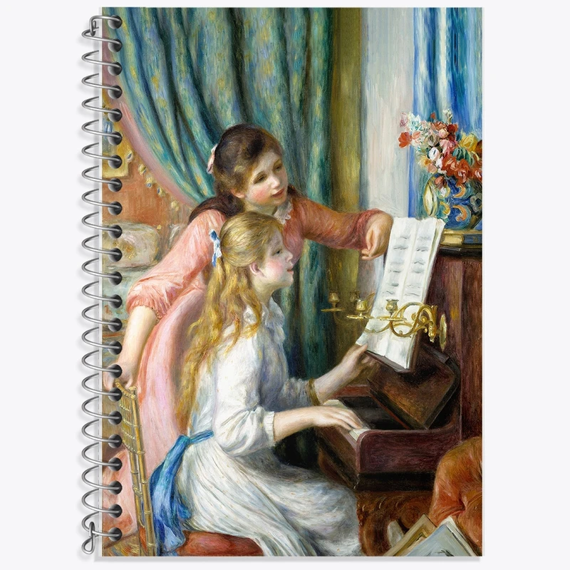 دفتر لغت 50 برگ خندالو طرح نقاشی دختران جوان در کنار پیانو اثر پیر آگوست رنوآر کد F12205