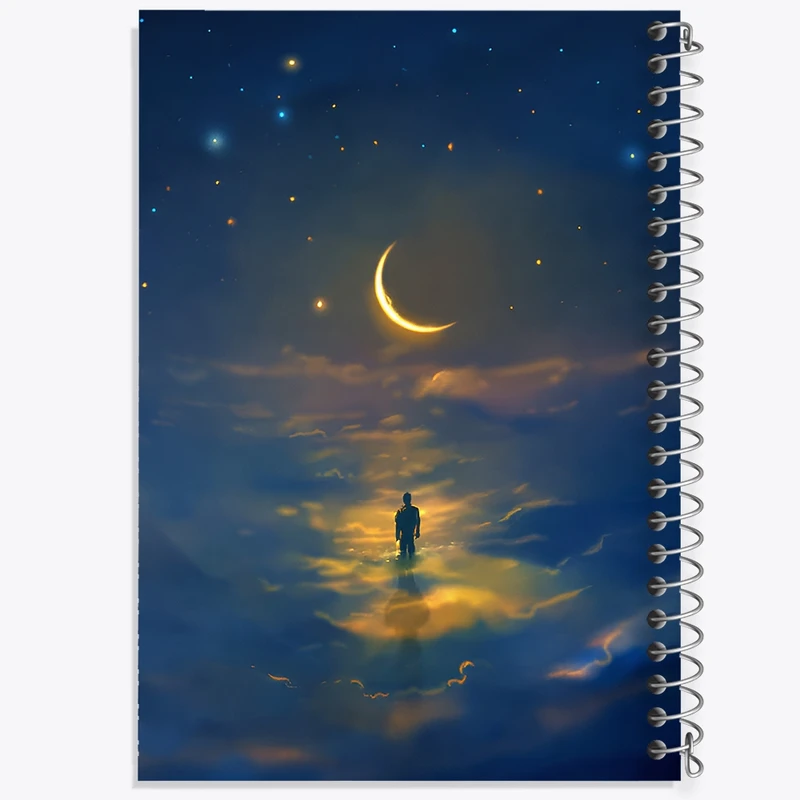 دفتر ژورنال نویسی 50 برگ خندالو مدل نقطه ای طرح ماه و آدم کد F12531