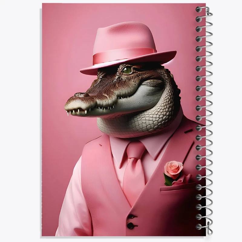 دفتر ژورنال نویسی 50 برگ خندالو مدل نقطه ای طرح تمساح کد F9162