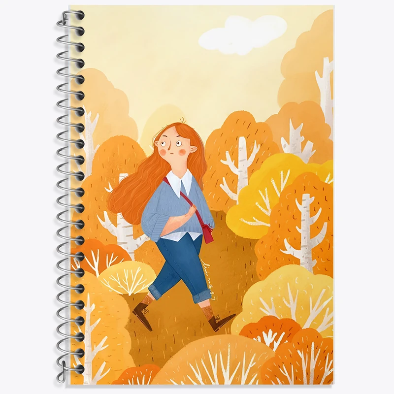 دفتر نت موسیقی 50 برگ خندالو طرح دختر و جنگل پاییزی کد F10974