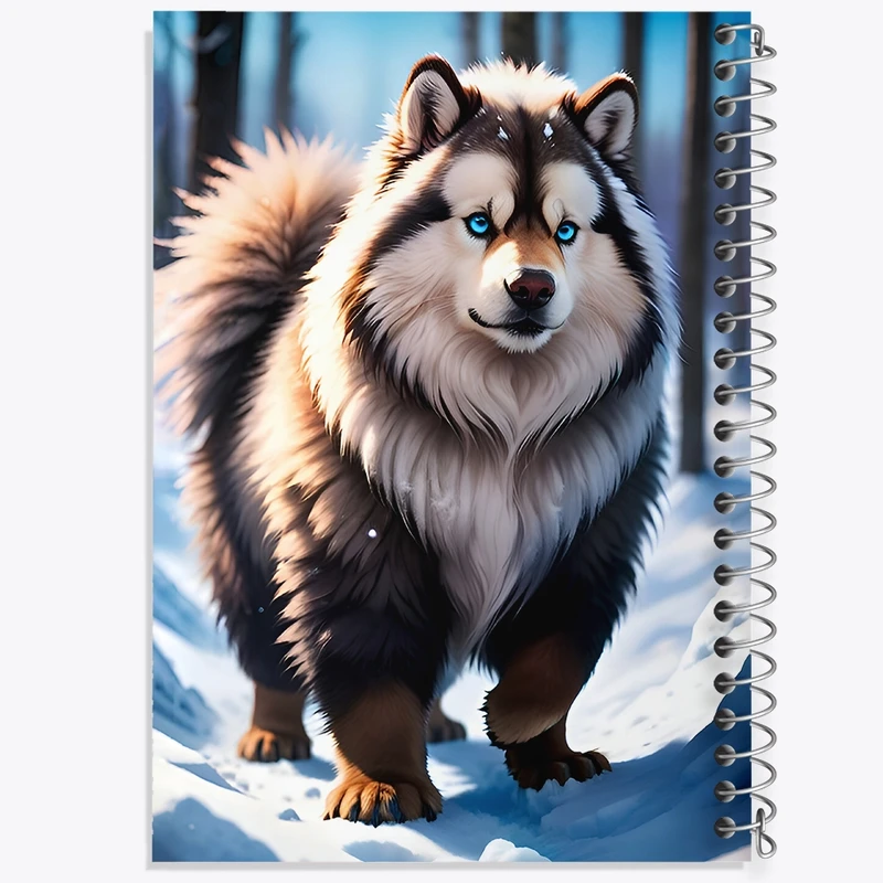 دفتر ژورنال نویسی 50 برگ خندالو مدل نقطه ای طرح سگ هاسکی کد F8586