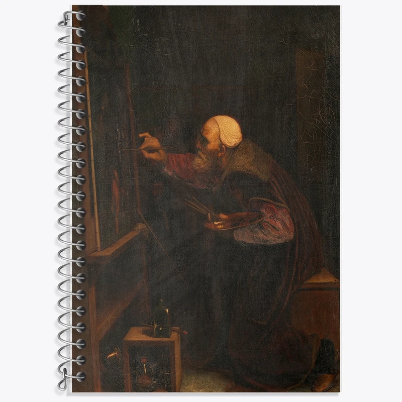 دفتر زبان 50 برگ خندالو مدل سه خط طرح نقاشی هنرمندی در حال کپی کردن نقاشی اثر لوئیس برود کد F12237