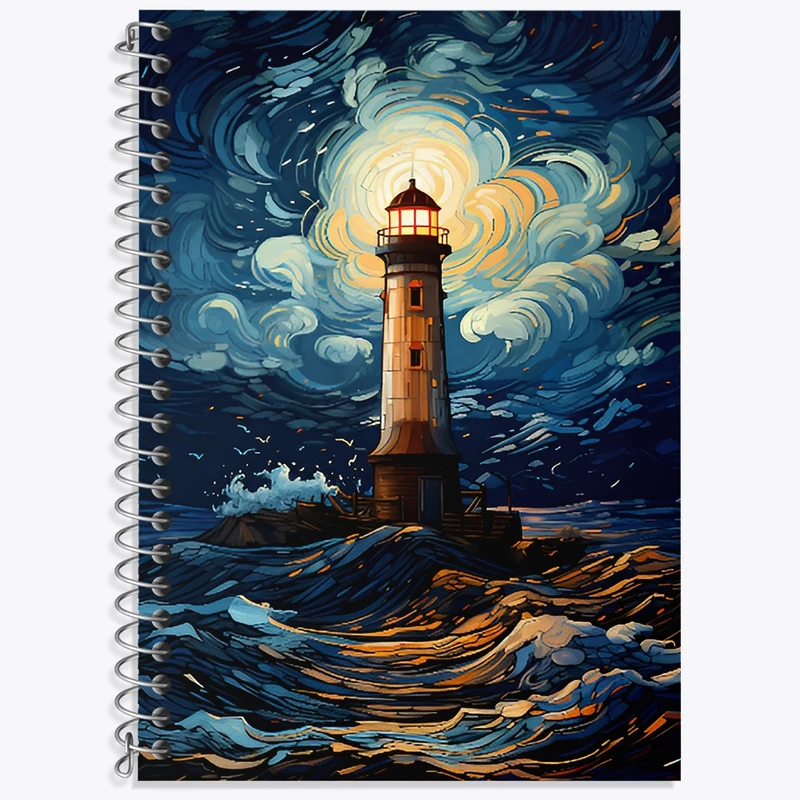 دفتر زبان 50 برگ خندالو مدل سه خط طرح فانوس دریایی کد F4433