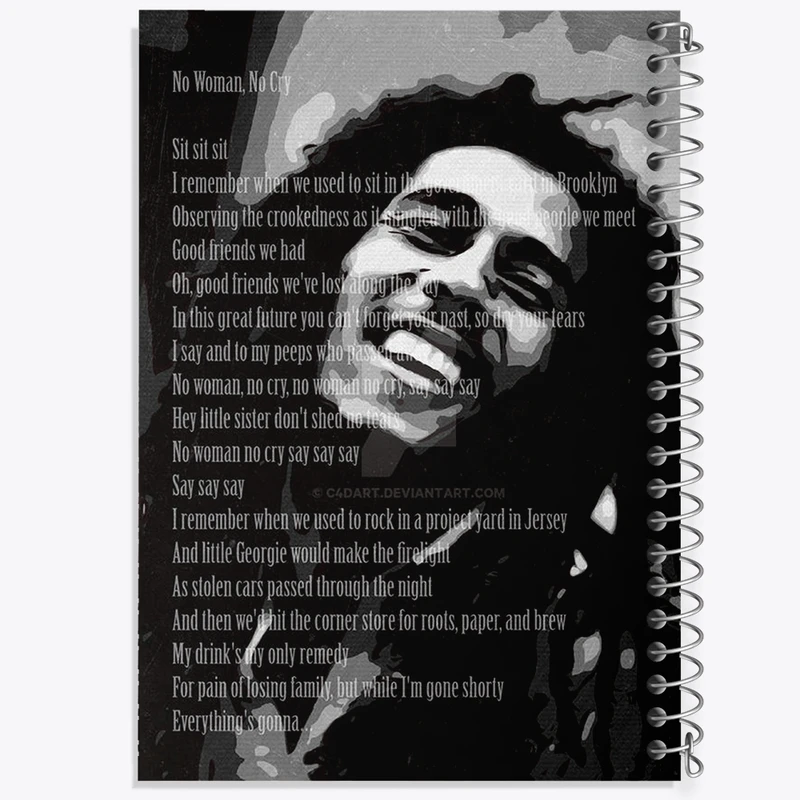 دفتر طراحی 50 برگ خندالو طرح باب مارلی (Bob Marley) کد F1990