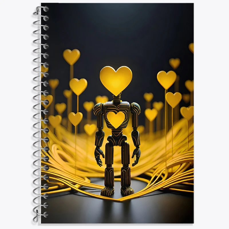 دفتر زبان 50 برگ خندالو مدل سه خط طرح ربات قلبی کد F9585