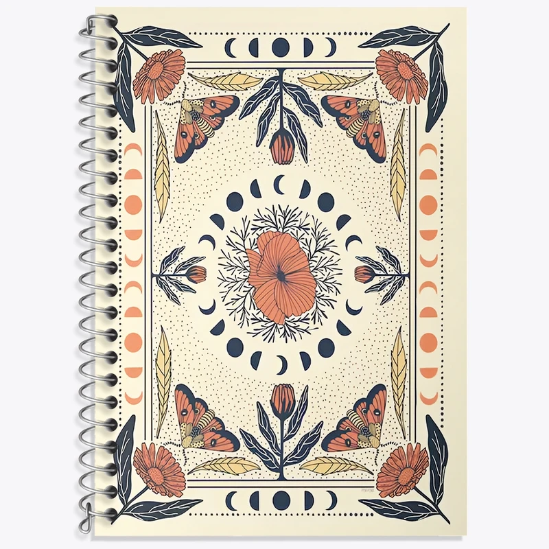 دفتر زبان 50 برگ خندالو مدل سه خط طرح نقش پروانه و گل کد N6874