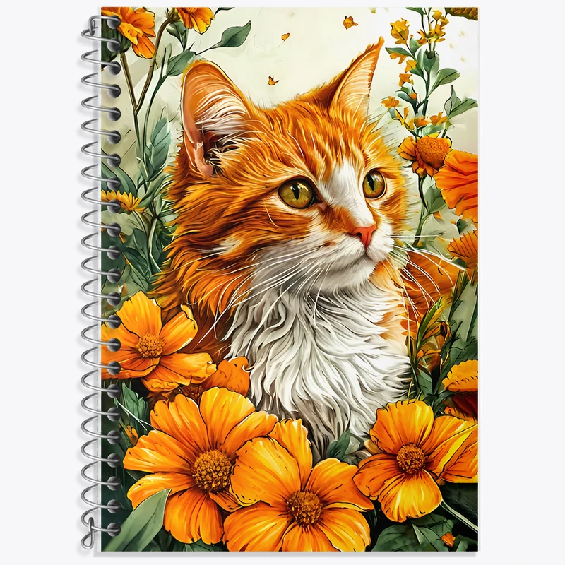 دفتر زبان 50 برگ خندالو مدل دو خط طرح گربه حنایی کد F12035