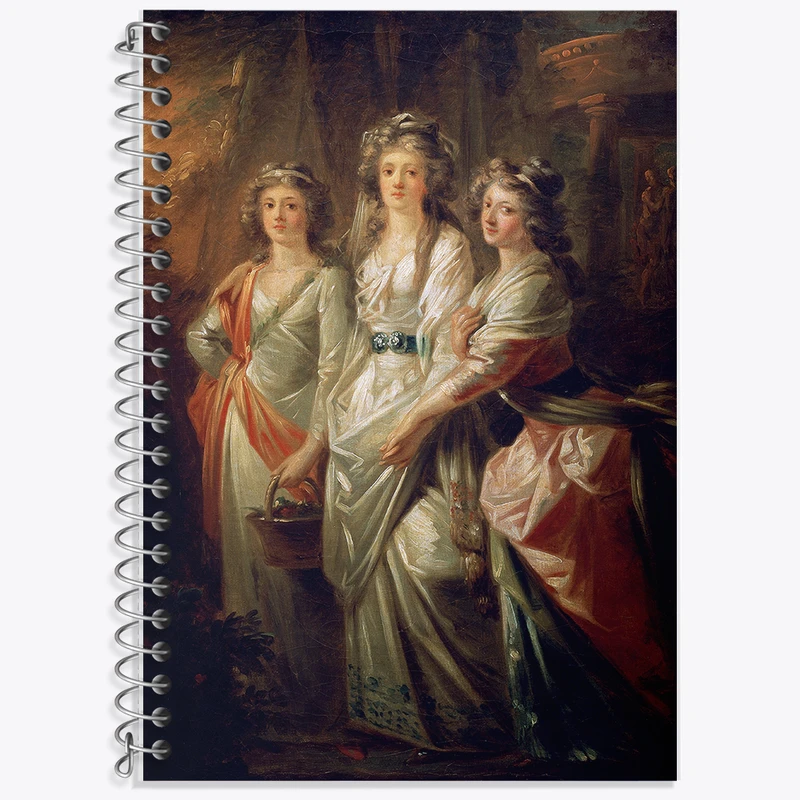 دفتر زبان 50 برگ خندالو مدل دو خط طرح نقاشی کنتس ها الیزابت کریستین و ماری اثر هاینریش فردریش فوگر کد F12271