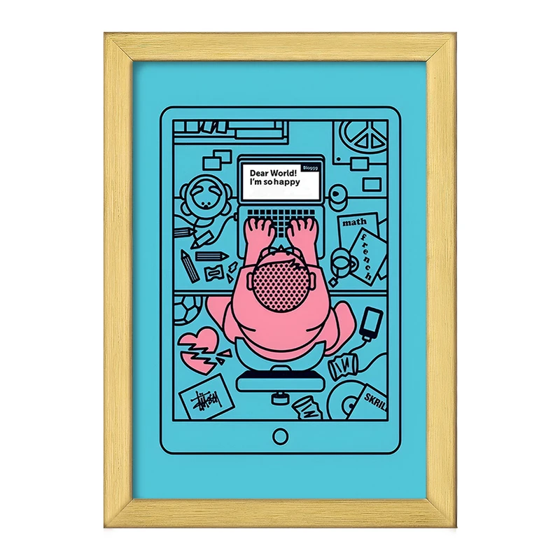 تابلو خندالو طرح Dear World I'm So Happy کد F9696