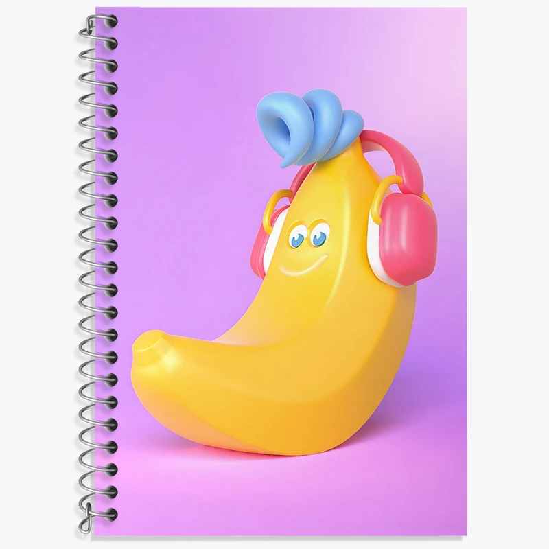 دفتر زبان دوخط 50 برگ خندالو طرح موز بامزه کد F3359