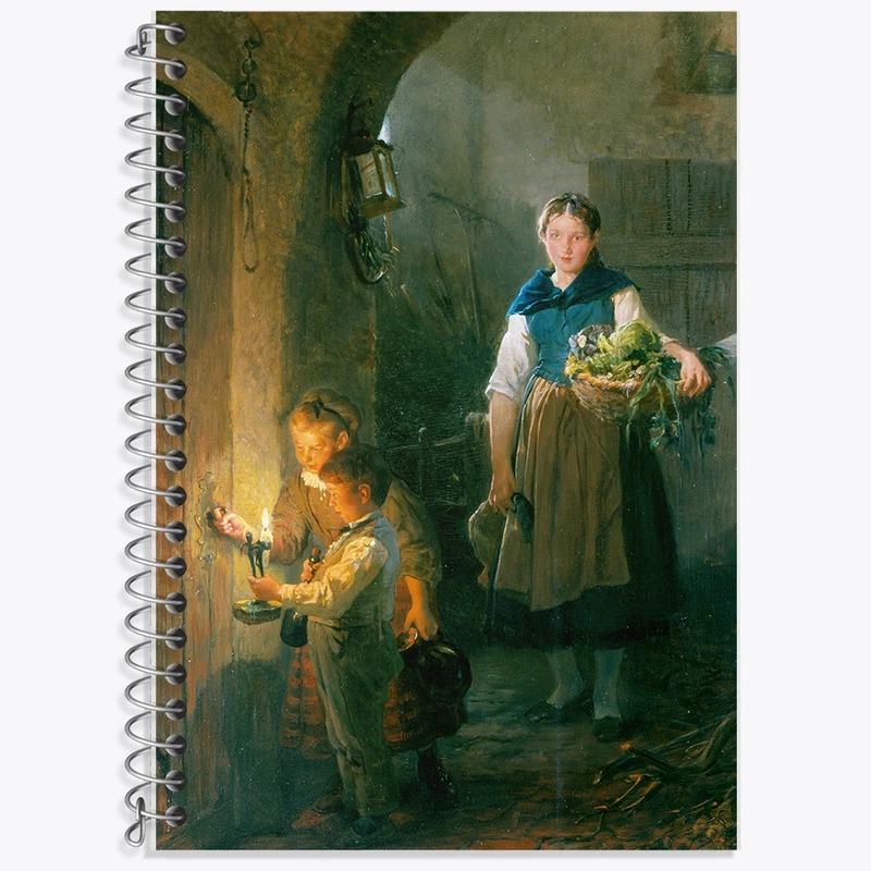 دفتر زبان 50 برگ خندالو مدل سه خط طرح نقاشی خدمتکار آشپزخانه با کودکان اثر فلیکس شلزینگر کد F12310