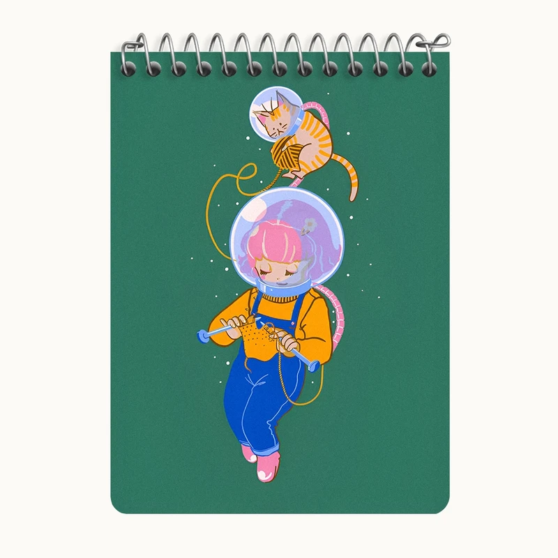 دفتر یادداشت 50 برگ خندالو طرح دخترانه فضایی کد N8204
