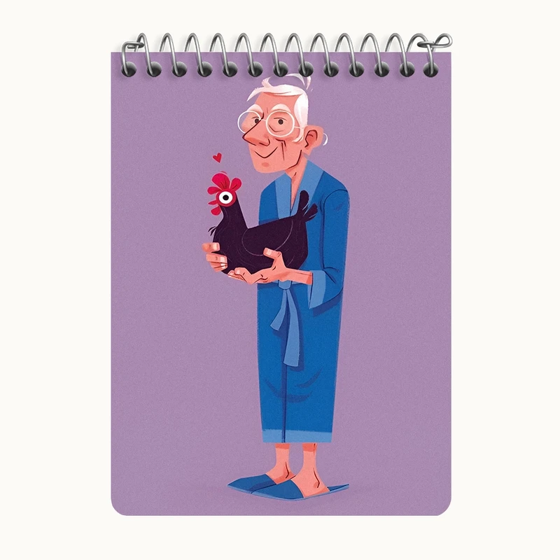 دفتر یادداشت 50 برگ خندالو طرح پدر بزرگ و مرغ کد N6283