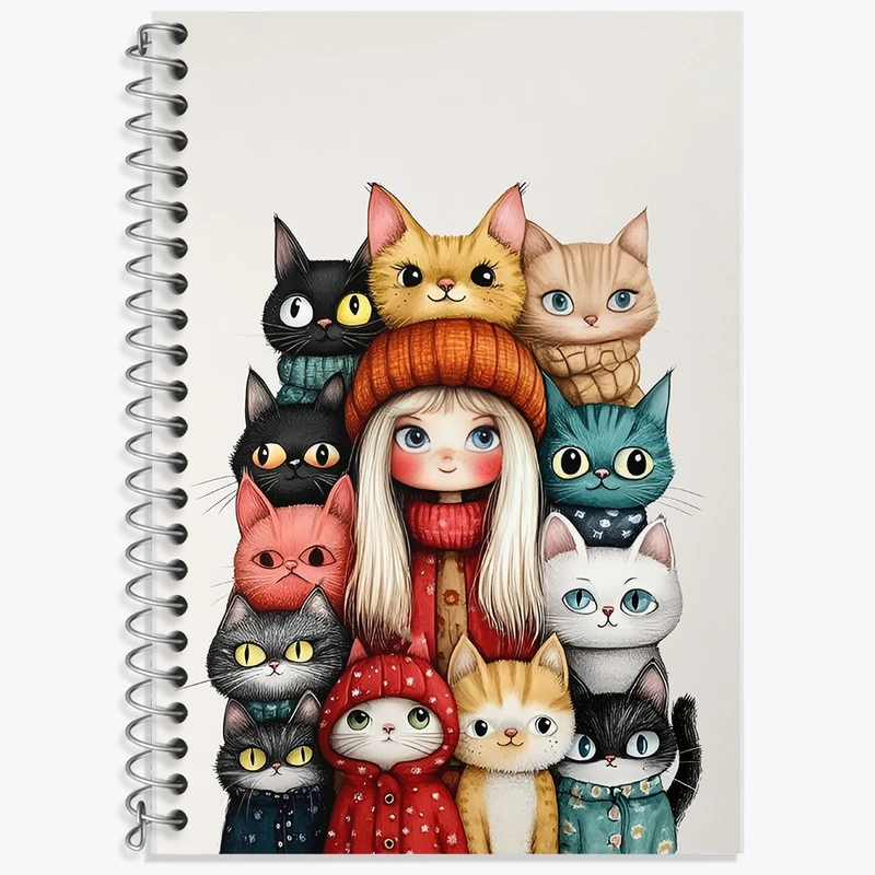 دفتر لغت 50 برگ خندالو طرح دختر و گربه ها کد F12009