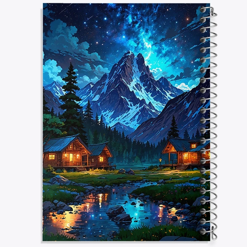 دفتر ژورنال نویسی 50 برگ خندالو مدل نقطه ای طرح منظره شب کد F3131