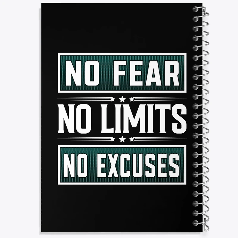 دفتر طراحی 50 برگ خندالو طرح No Fear No Limits No Excuses کد F1053