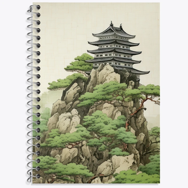 دفتر زبان 50 برگ خندالو مدل سه خط طرح خانه ی ژاپنی کد F3574