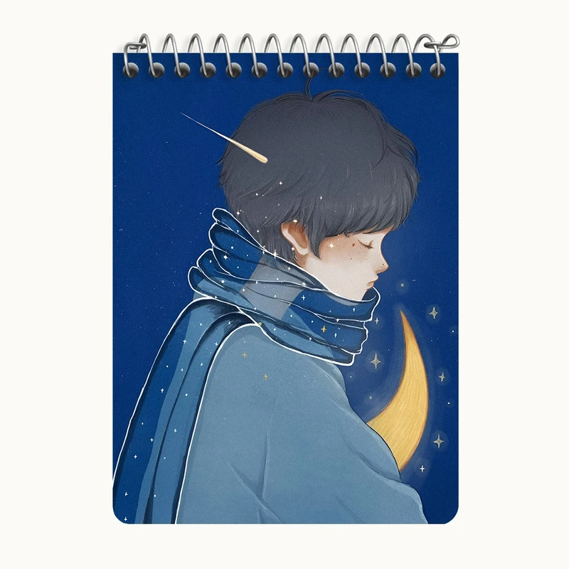 دفتر یادداشت 50 برگ خندالو طرح پسر و ماه کد N3094