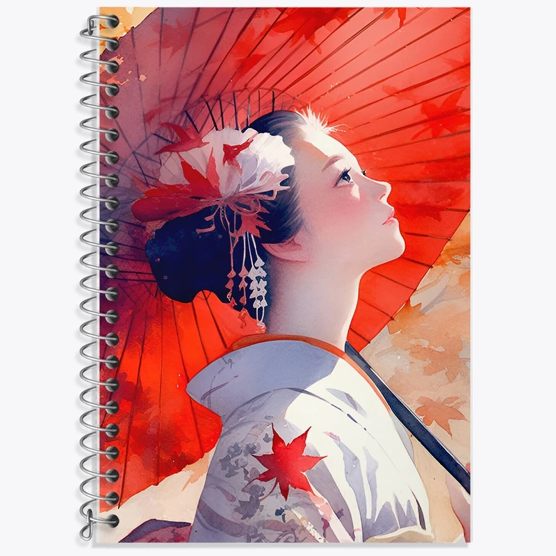 دفتر زبان 50 برگ خندالو مدل سه خط طرح دختر ژاپنی کد F9209