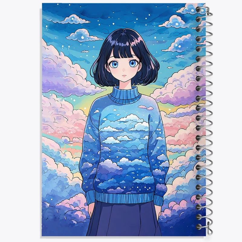 دفتر مشق 50 برگ خندالو طرح دختر انیمه ای کد F2933