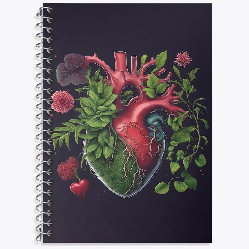 دفتر نت موسیقی 50 برگ خندالو طرح قلب و گل کد F2983