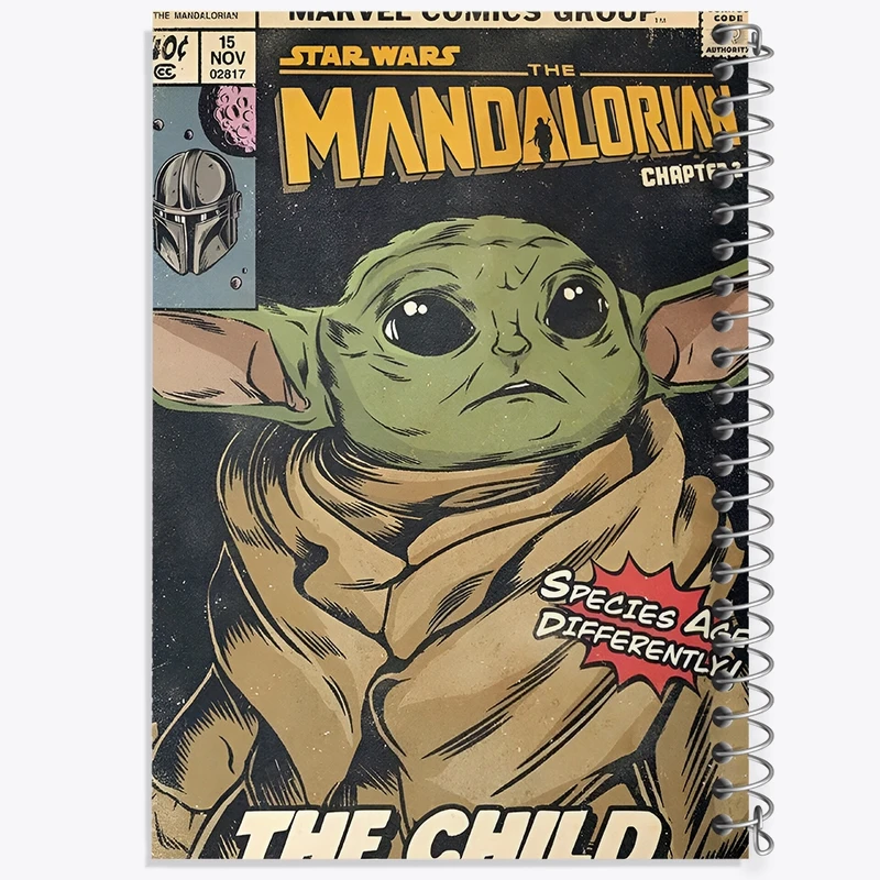 دفتر ژورنال نویسی 50 برگ خندالو مدل نقطه ای طرح بیبی یودا (The Mandalorian) کد F13755