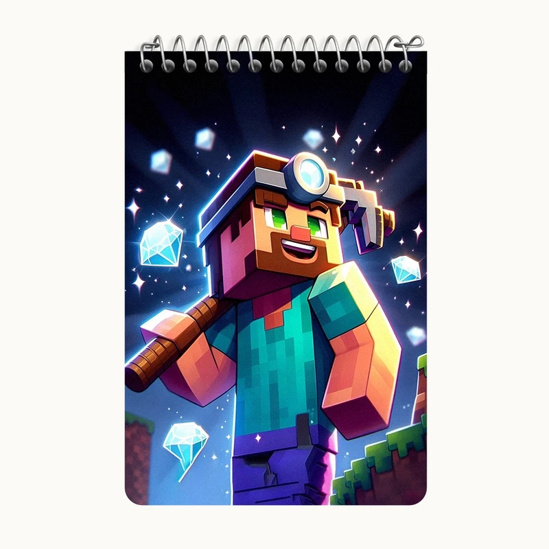 دفتر یادداشت 50 برگ خندالو طرح ماینکرافت (Minecraft) کد F3531