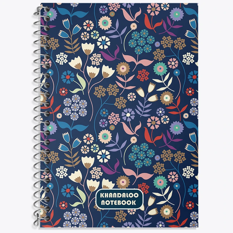 دفتر زبان 50 برگ خندالو مدل دو خط طرح پترن گل گلی کد N6084