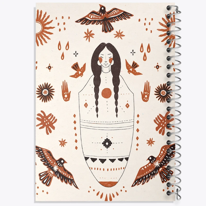 دفتر ژورنال نویسی 50 برگ خندالو مدل نقطه ای طرح زن سرخپوست کد F4655