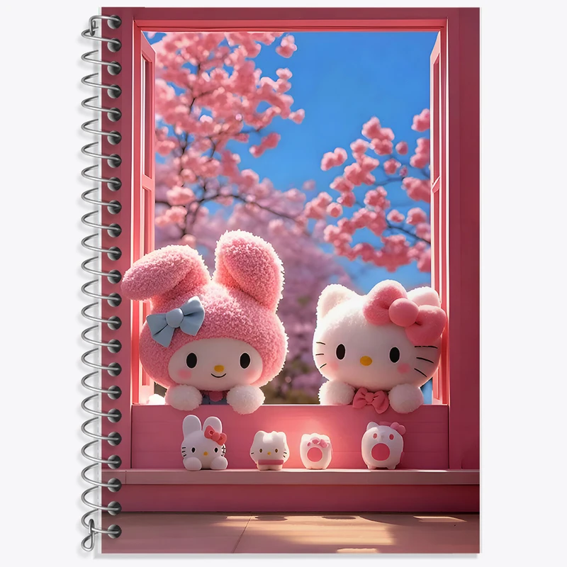 دفتر زبان دوخط 50 برگ خندالو طرح هلو کیتی و ملودی کد F9179