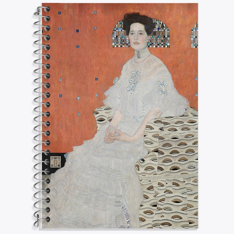 دفتر زبان 50 برگ خندالو مدل دو خط طرح نقاشی فریتز ریدلر اثر گوستاو کلیمت کد F12151