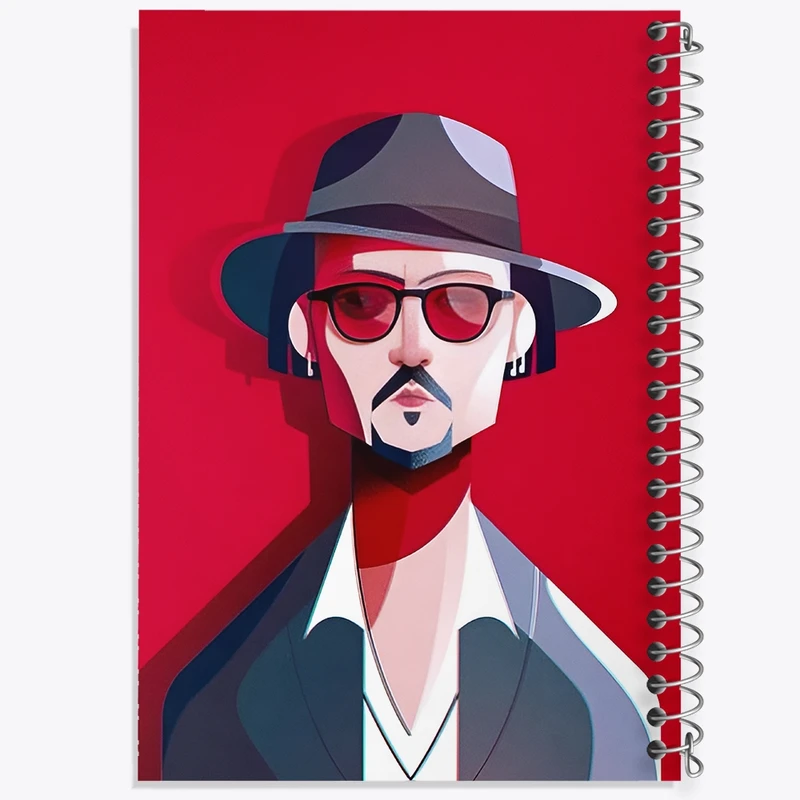 دفتر ژورنال نویسی 50 برگ خندالو مدل نقطه ای طرح جانی دپ (Johnny Depp) کد F14370