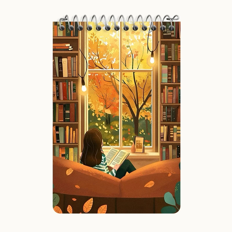دفتر یادداشت 50 برگ خندالو طرح دختر کتابخوان کد F10976