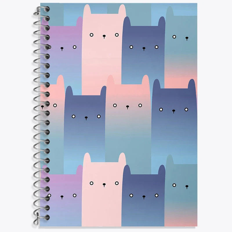 دفتر زبان 50 برگ خندالو مدل دو خط طرح پترن گربه ای کد N6806