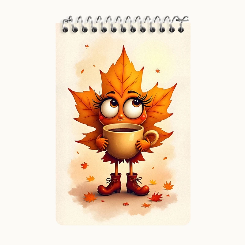 دفتر یادداشت 50 برگ خندالو طرح برگ پاییزی کد F5520