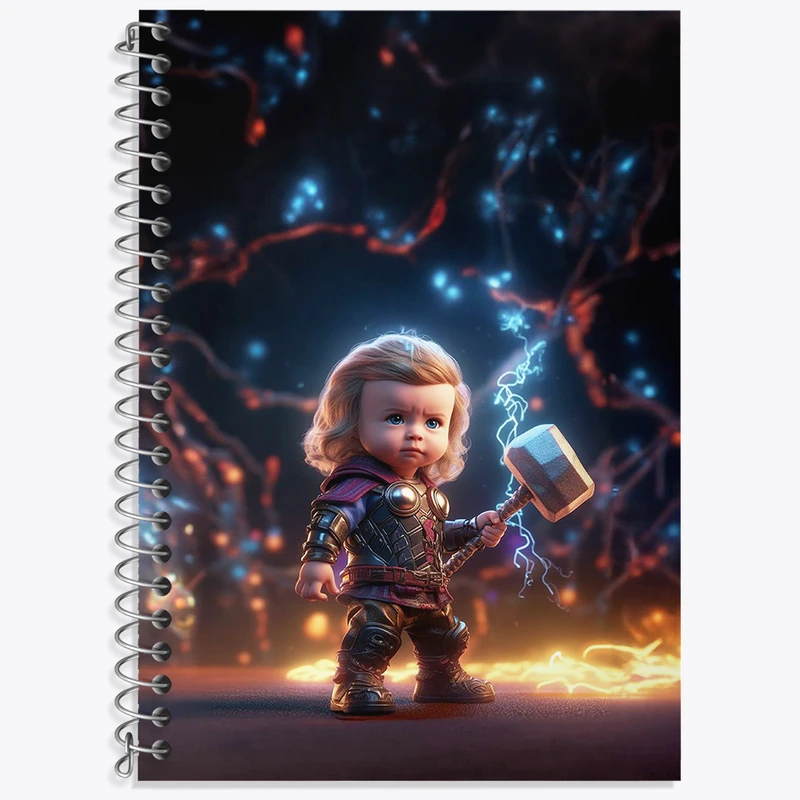 دفتر زبان 50 برگ خندالو مدل دو خط طرح ثور مارول (Marvel) کد F4386