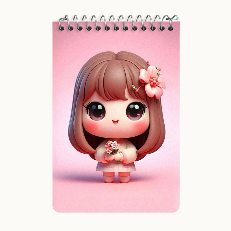 دفتر یادداشت 50 برگ خندالو طرح دخترانه کیوت کد F6206