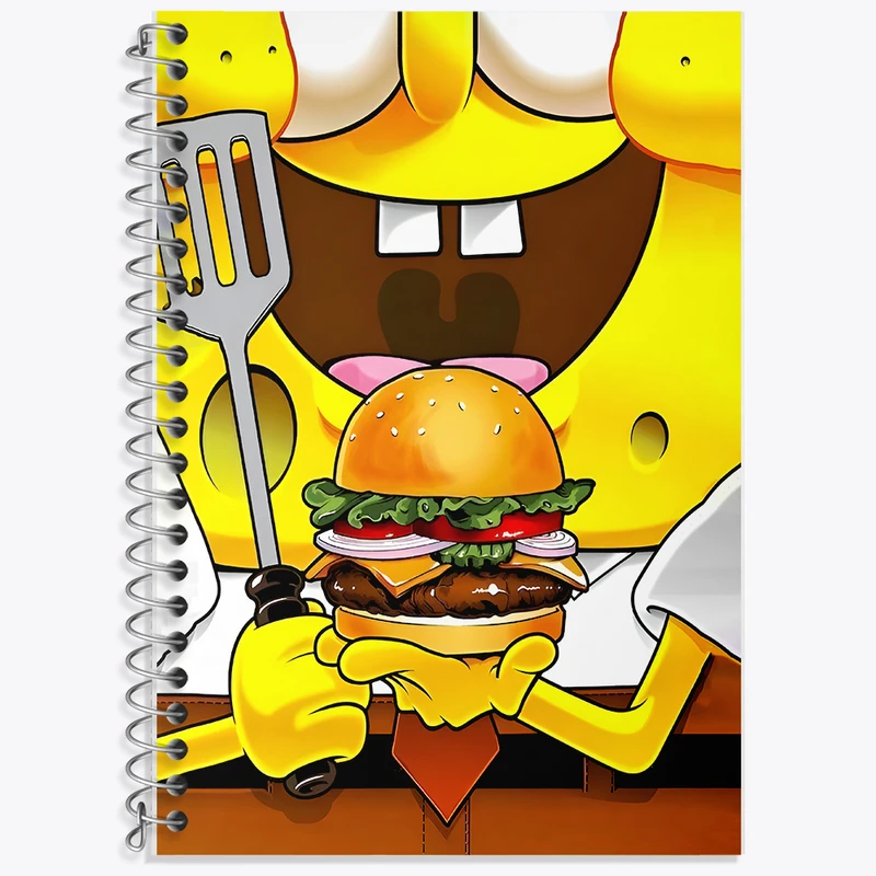 دفتر زبان 50 برگ خندالو مدل دو خط طرح همبرگر باب اسفنجی کد F10573