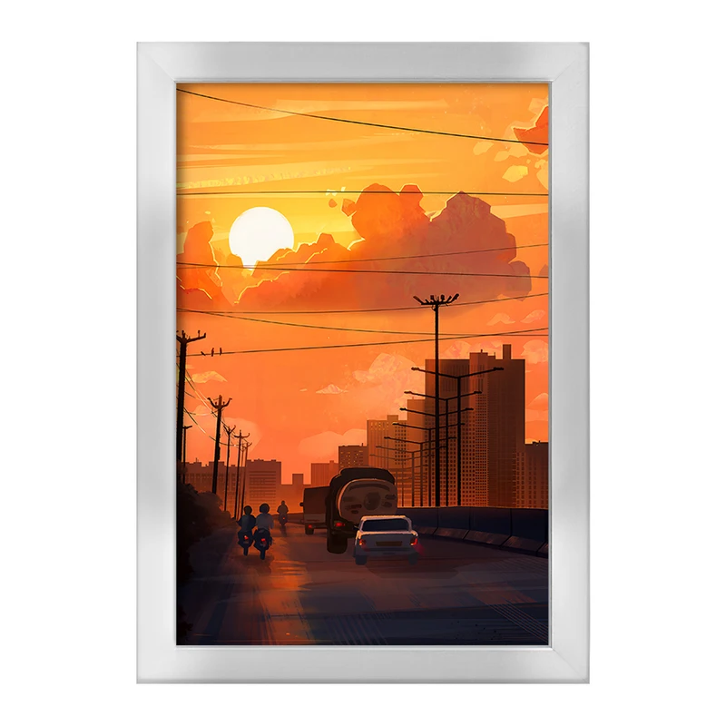 تابلو خندالو طرح غروب در خیابان کد F12553