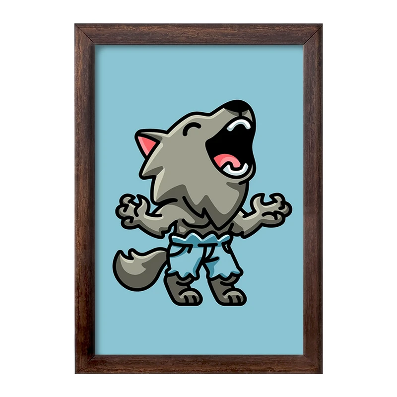 تابلو خندالو طرح حیوانات بامزه گرگ کد 28360