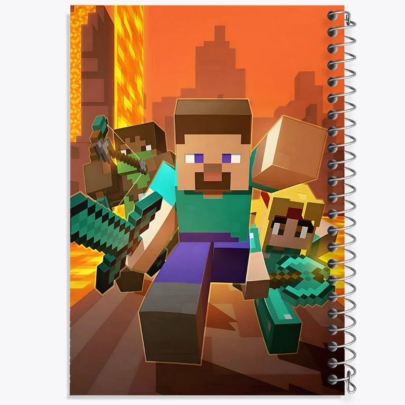 دفتر ژورنال نویسی 50 برگ خندالو مدل نقطه ای طرح ماینکرافت (Minecraft) کد F3493
