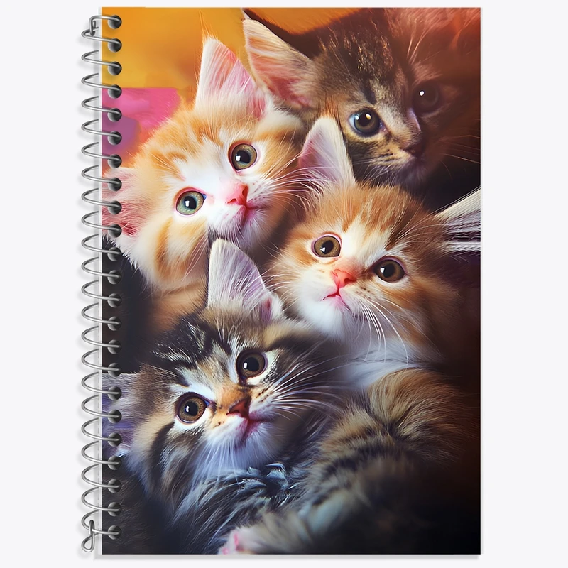 دفتر زبان 50 برگ خندالو مدل سه خط طرح گربه های بامزه کد F12090