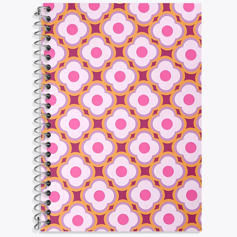 دفتر زبان 50 برگ خندالو مدل دو خط طرح پترن گل گلی کد N6695